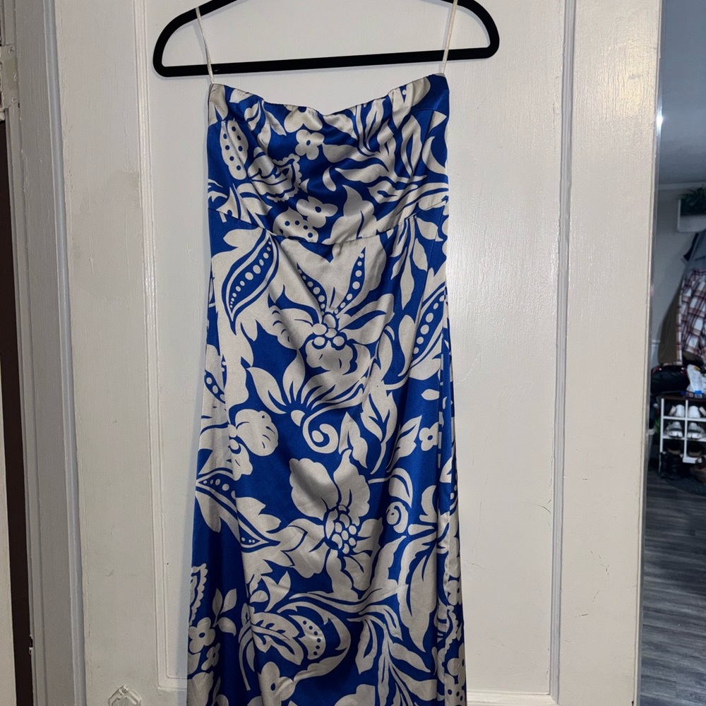 Blue and White Spaghetti Strap Sundress for Weddings